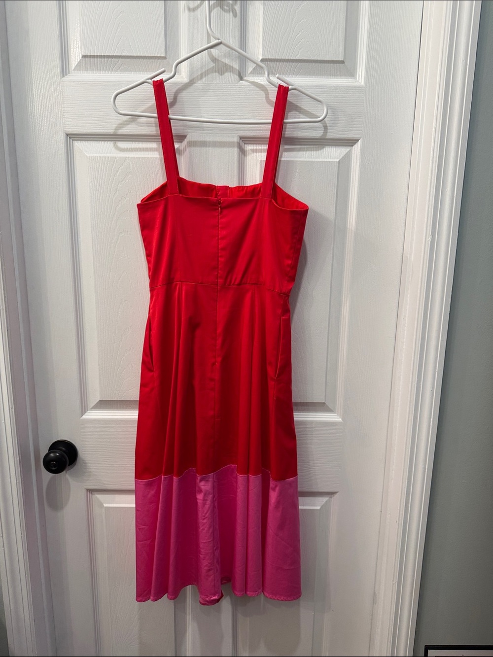 Gianni Bini Red and Pink Colorblock Button-Front Midi Sundress - Picture 2 of 3